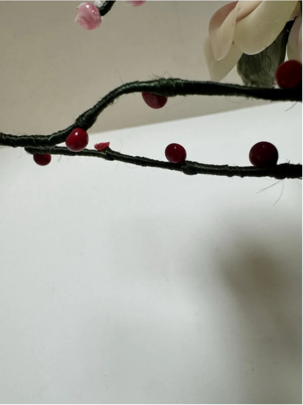 Vintage Yaun Feng Oriental Jade Glass Flowering Blossom Bonsai Tree